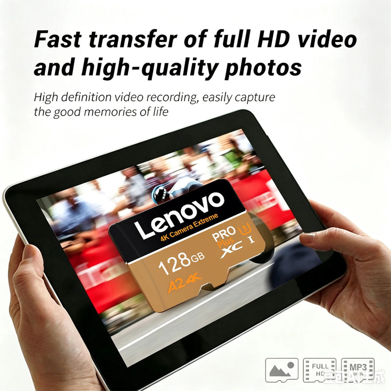 Lenovo Micro SD Card 512GB 256GB V30 U3 Flash Memory Card Class 10 High Speed Cartao De Memoria 128GB For Xiaomi Phone Laptop