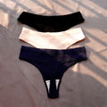 3 Pcs Seamless Ladies Ribbed Cotton Thong Simple Women's Low Waist Bikini Briefs Sports Girls Underwear Plus Size