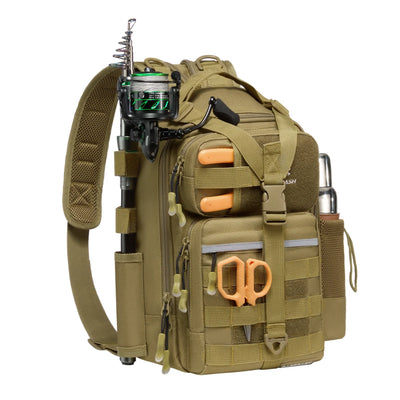BASSDASH Fishing Backpack Convertible Sling Bag with Rod | SAMAG