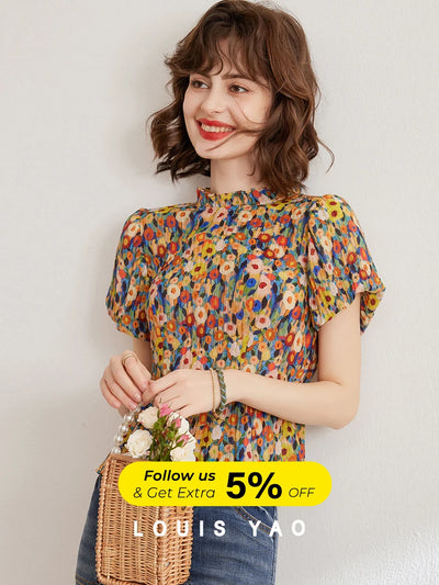 LOUIS YAO Floral Shirt Summer Women's Blouse French Style | SAMAG