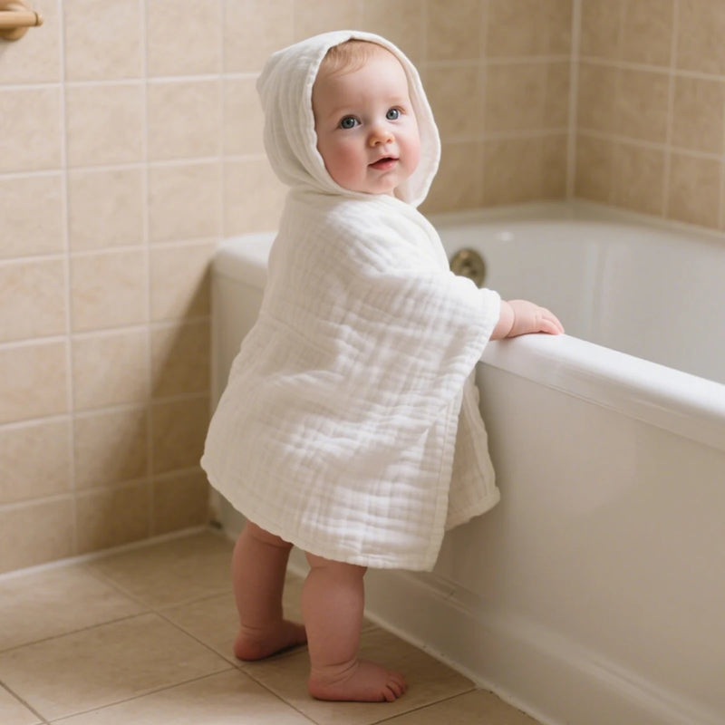 Elinfant 1PC Solid Color Absorbent Baby Hooded Towel 100% Cotton Bath Towel For Bathroom,Pool,Beach
