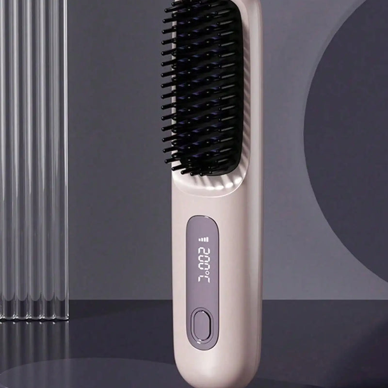 Women's Wireless Portable Hair Straightener, USB Rechargeable Negative Ion Hot Air Straightening Brush, Effectively Smooths Frizz, Makes Hair Shiny And Soft, Anti-Scald Design, 3 Temperature Settings, 30 Seconds Fast Heating,