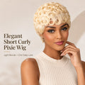 613 Blonde Short Curly Pixie Wig Human Hair Kinky Curly Afro Wig Glueless Natural Looking Easy Everyday Hairstyle Short Cut Wig