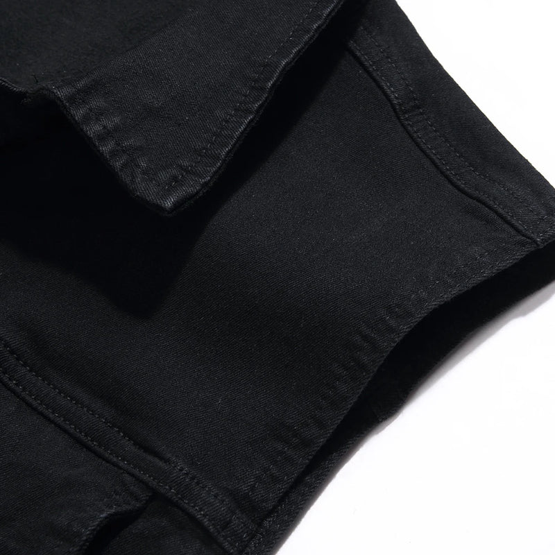 Men Classic Black Denim Vest Pure Color All Match Sleeveless Waistcoat Cotton Cargo Tank Top