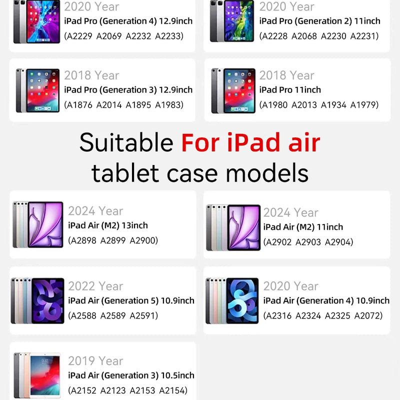 For iPad 10.2 Case 7/8/9th Generation Cover For 9.7 5/6th Air 2 Pro 11 1st/2nd/3rd/4th Air 4/5 10.9 Wake up from sleep funda
