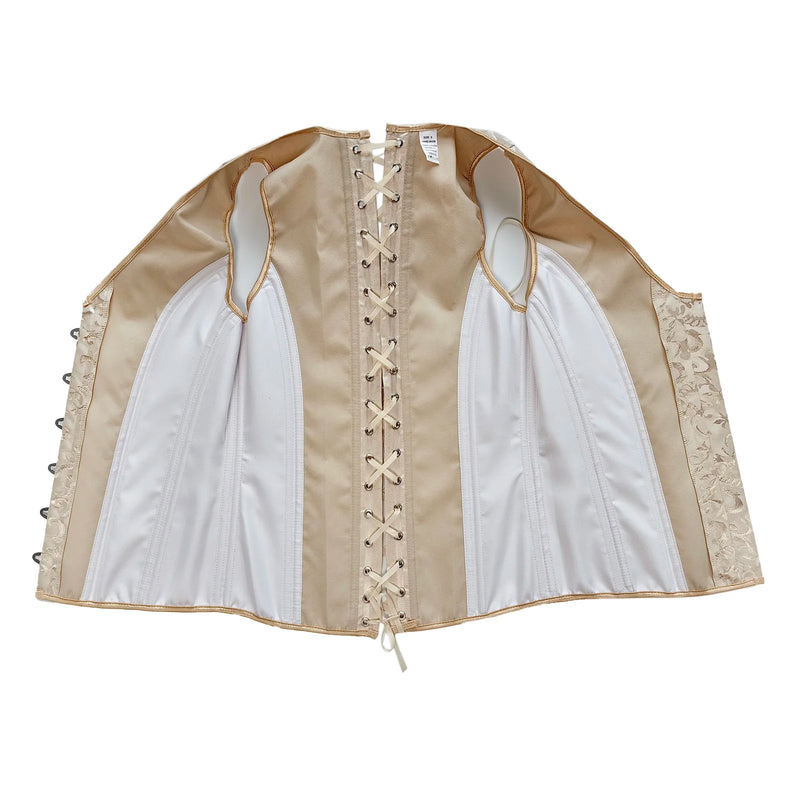 Mens Corset Vest Lace Up Bones Formal Waistcoat Beige Floral Waist Trainer Dress Vest For Wedding Party Tight Tops