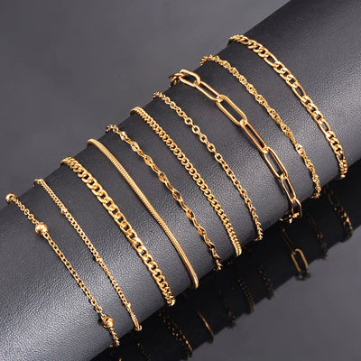 Stainless Steel Multilayers Chain Bracelet Women Simple Fashion Layered Girl Wrist Jewelry Accessories Length | SAMAG
