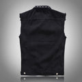 Vests Men Denim Jacket Rivet Spliced Coat Turn Down Collar Slim Fit Vest Sleeveless Coats Streetwear Pocket Button High Street