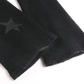 Men's Stars Patch Denim Jeans Streetwear Black Slim | SAMAG