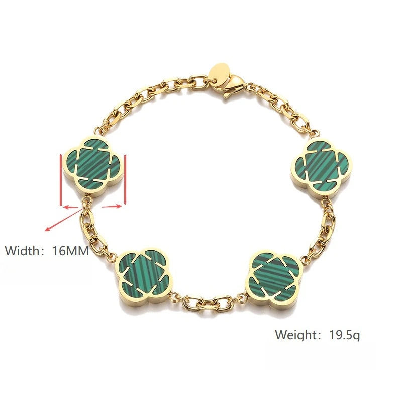 Trendy Men Petal Charms Chain Bracelet,Stainless Steel Natural Shell Chain Wristband, Birthday Anniversary Father Gift