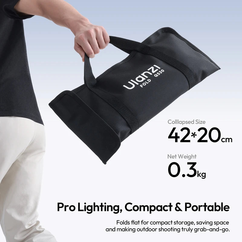 Ulanzi FOLD QS30 Softbox One-Step Setup 30cm Mini Bowens Mount Lightweigh Foldable Design for Catchlights Rim Lighting Vlogging