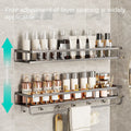 Light luxury kitchen multi-functional storage rack wall-mounted spice rack hole-free seasoning stainless steel wall storage rack