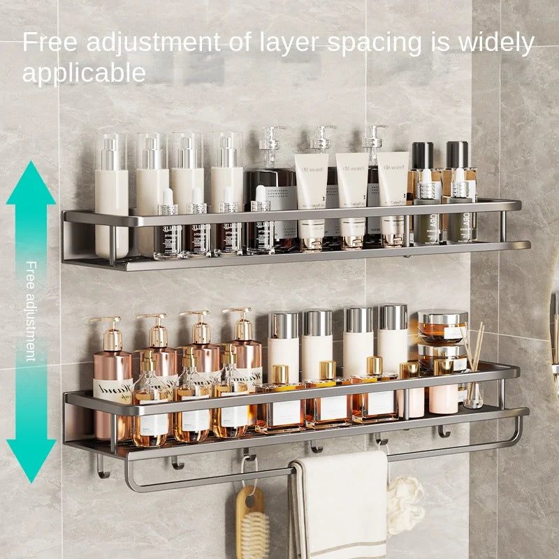 Light luxury kitchen multi-functional storage rack wall-mounted spice rack hole-free seasoning stainless steel wall storage rack
