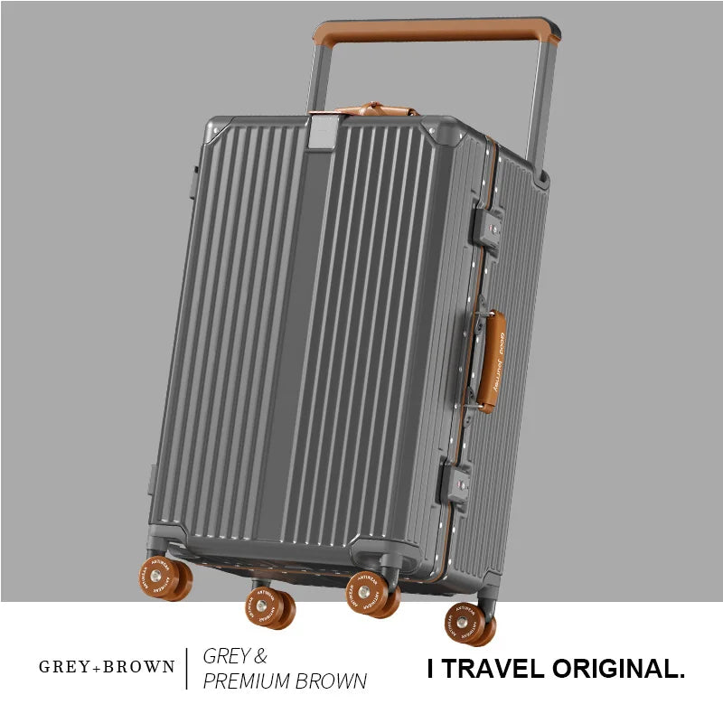 BunnyFly Suitcase Wide Handle Travel Suitcase Men 20 24  Carry-On Luggage Women PC Aluminum Frame Trolley Case