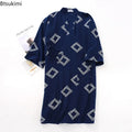Men's Cotton Crepe Cloth Pajamas Robe Japanese Kimono Cardigan Sleepwear Print Homewear Two-layer Gauze Comfort Bathrobe for Men
