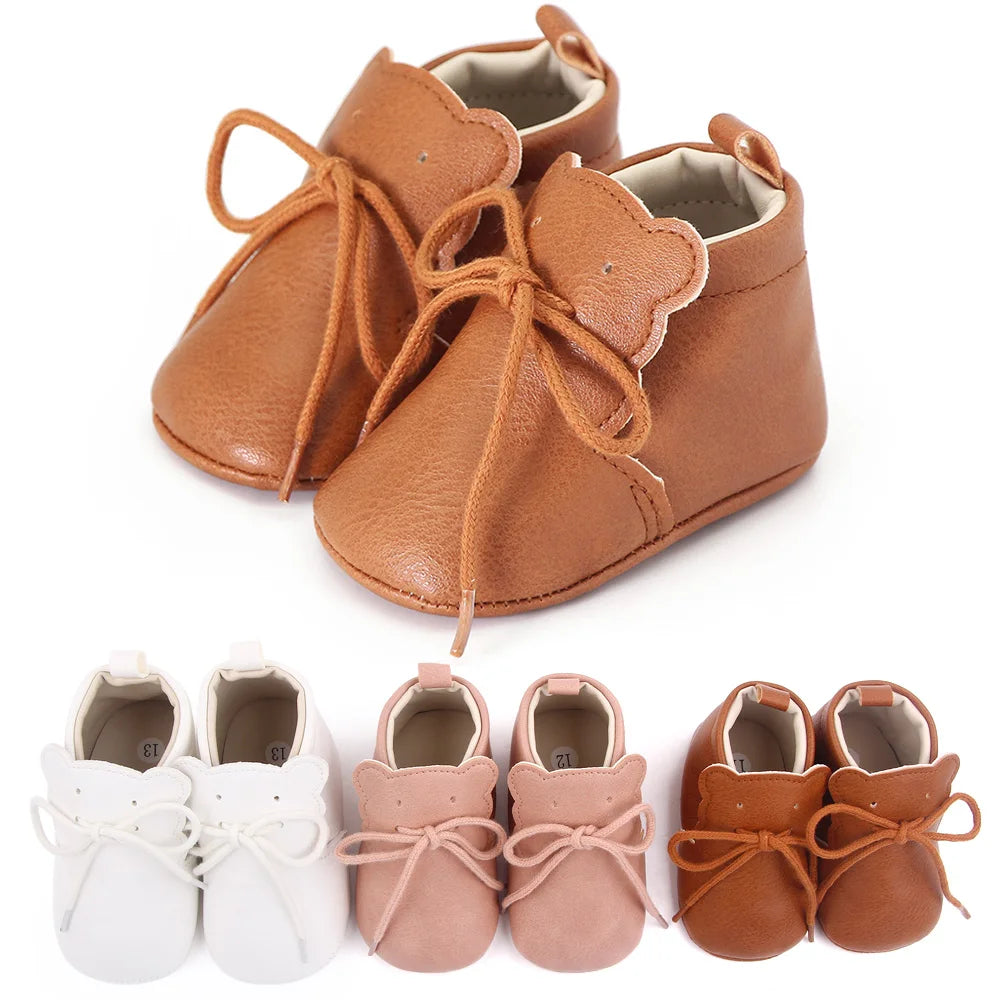 Baby PU Shoes Ankle-covered Little Boots Soft and Warm for Spring and Autumn Toddler Prewalking Shoes for 0-18 Months First Step
