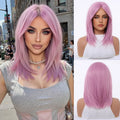 EASIHAIR Short Straight Bob Hair Synthetic Wigs for Women Brown Straight Natural Wigs with Eight Character Bangs Daily Cosplay