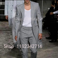 2025 New Summer Long Jacket Wedding Suits for Men White Trousers Groom Tuxedos Classic Lapel Man Blazer 2 Pieces Coat Pants Prom