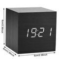 Wooden Digital Alarm Clock with LED Display Voice-activated or constant-on mode Powered by 3 AAA batteries or USB power cable
