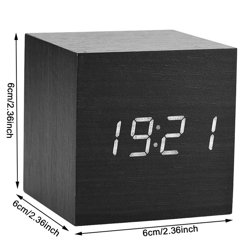 Wooden Digital Alarm Clock with LED Display Voice-activated or constant-on mode Powered by 3 AAA batteries or USB power cable