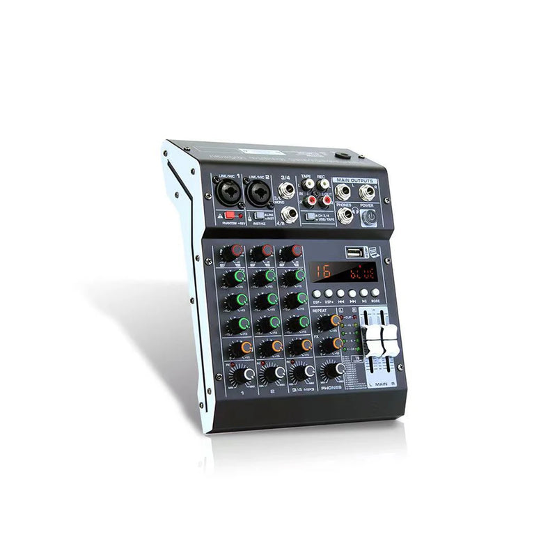 KDES Audio Mixer 4-6-8 Channel 99 DSP Effect Record PC 48V Phantom Power USB Sound Mixers Bluetooth DJ Console Mixing for Karaok