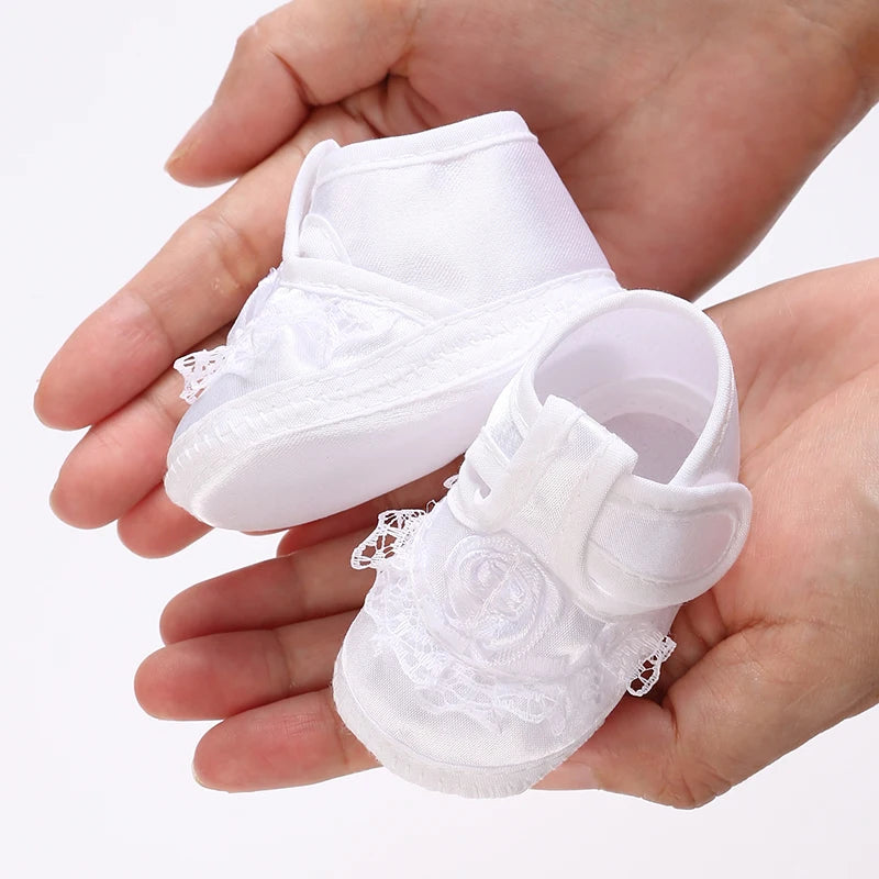 Newborn Baby's First Baptist Shoe: Newborn Boys and Girls' White Baptist Shoes Soft Sole Walking Shoes Multiple Styles-9CM/10CM