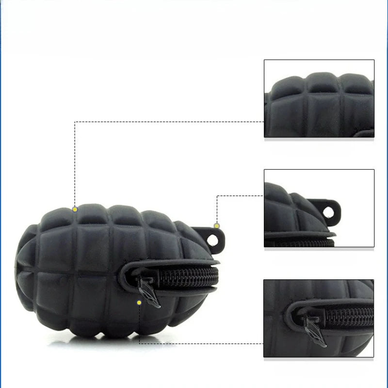 Creative Novelty Grenade Silicone Keychain Pendant Pouch Men's Small Gift Ideal for Coins Keys Earphones Unique Fun Pouch