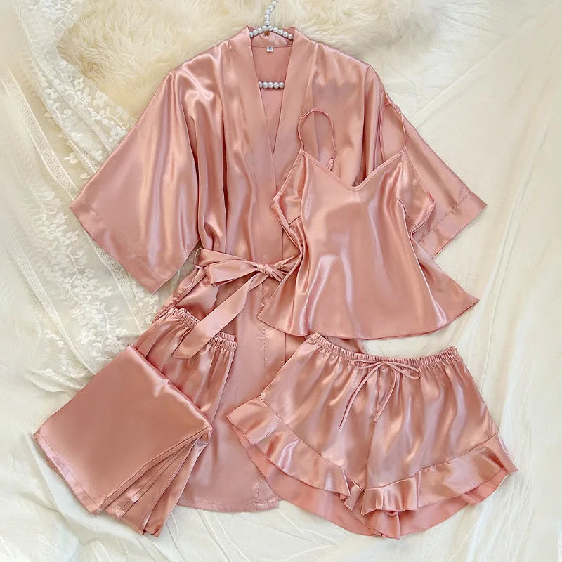 Spring Summer New Women Pajama Four Piece Suit Sleepwear | SAMAG