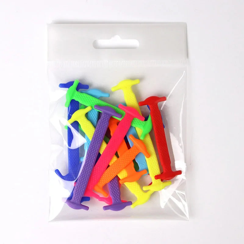 New Silicone Shoe Laces Elastic No Tie Shoelaces 16 PCS for Sneakers Quick Put on And Take Off Safety Lazy Shoe Lace Accessories