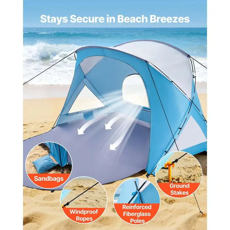 Beach Tent Sun Shelter For 6 Person, UPF 50+ Protection | SAMAG
