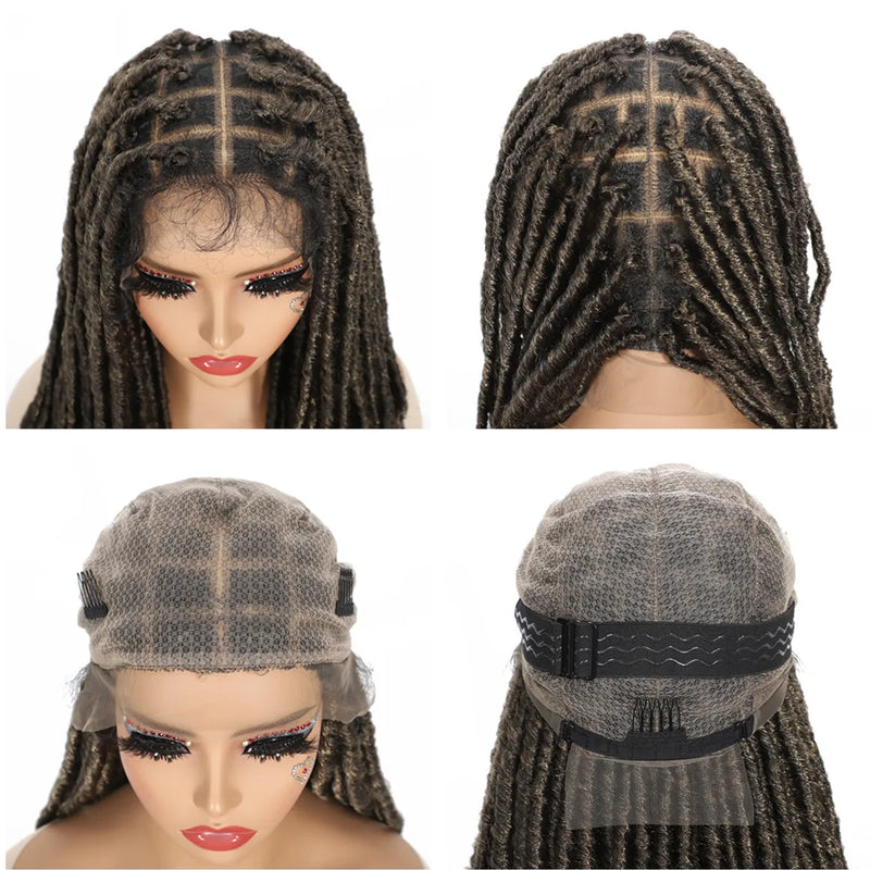 SQRDGQ Synthetic Hair Full Lace Wigs on Clearance Sale Long Braided Wigs Glueless Box Braids Woman Wigs Ombre Black Wig Woman