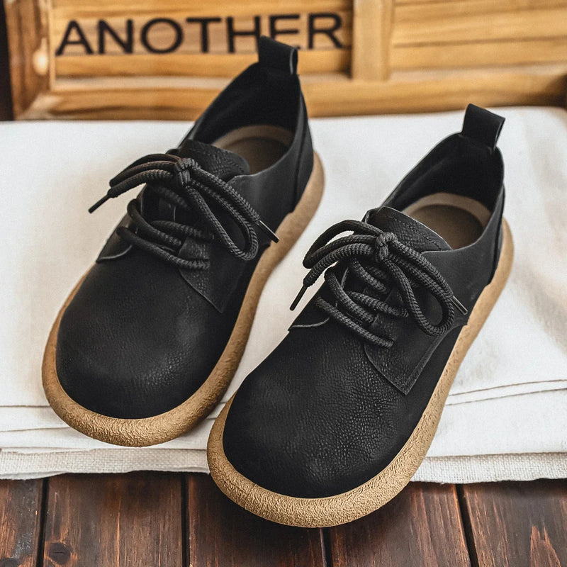 Men's Shoes 2025 Autumn New Retro Lace Up Leather Shoes British Style Low Cut Soft Sole Breathable Casual Leather Shoes