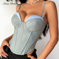 SINGREINY INS Streetwear Solid Underwire Corset 2026 Strap Sleeveless Backless Spliced Tank TopY2K Vacation Party Camisole