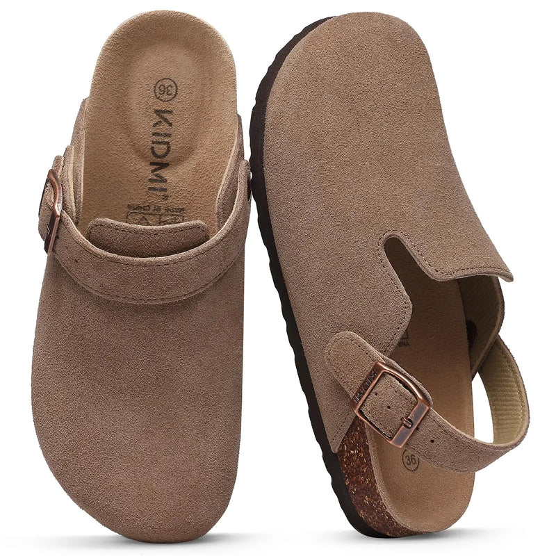 Evshine Women Genuine Clogs Slippers Slip On Unisex Potato Shoes with Adjustable Strap Men Mules Arch Support Cork Footbed Clogs