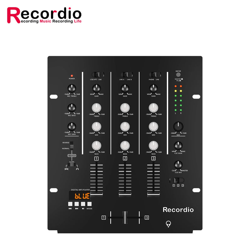 GAX-DM4 OEM  Professional 4-channel Audio Stereo Mixer with Sound Card Home KTV Stage DJ Mixing Console