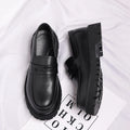 Black Platform Loafers Slip On Chunky Sole Casual Dress Shoes Comfortable Fashion Footwear For All Match For Daily Wear Office