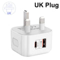 USB Type C PD 20W QC 3.0 Fast Charger Portable Wall Charger Adapter For iPhone 17 16 15 Pro Xiaomi Huawei Samsung EU US UK Plug