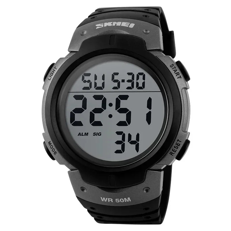 SKMEI 1068 Calendar PU Strap 5Bar Waterproof Digital Watch reloj hombre Outdoor Sport Watch Men Big Dial Fashion Simple Watches