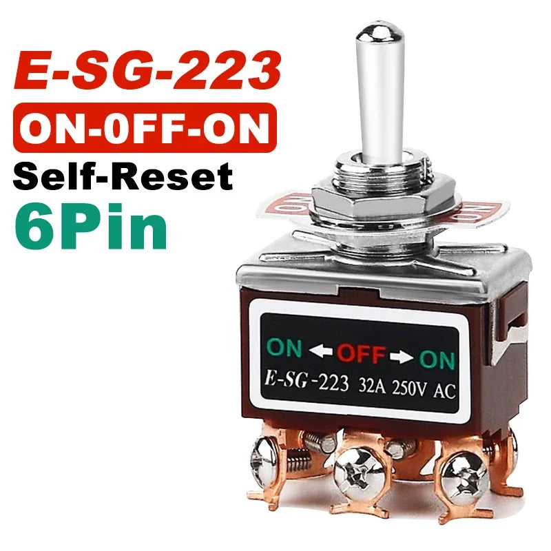High Current Toggle Switch 2/3/4/6/8/9/12Pin Self Reset/Self-locking Switch Copper Pin 32A 250VAC Push Button Switch