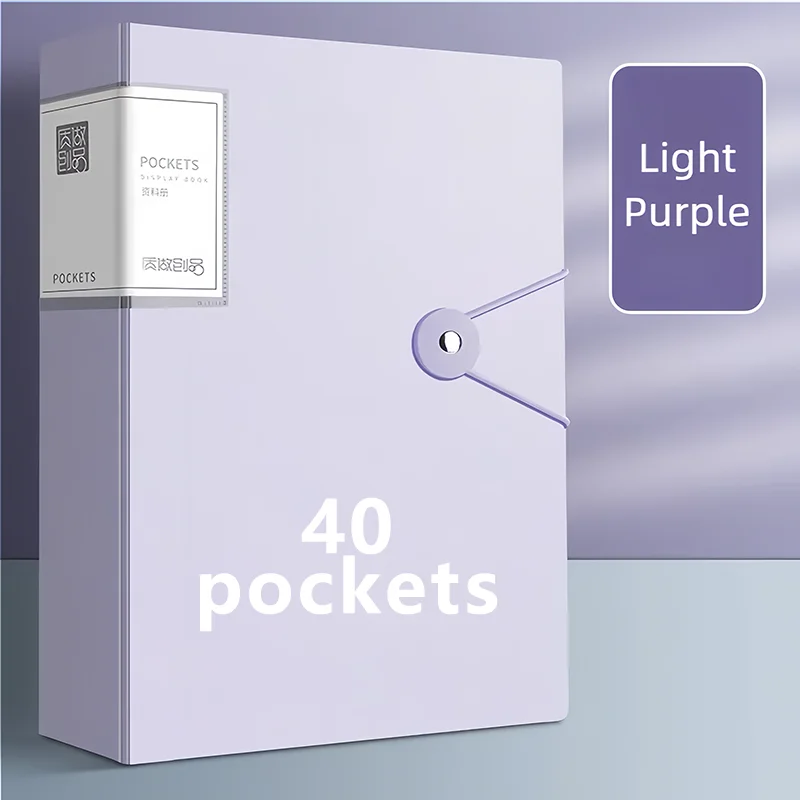 A4 Display Paper File Folder 40/60/100 Pockets Document Organizer with Snap Closure Office School Stationery