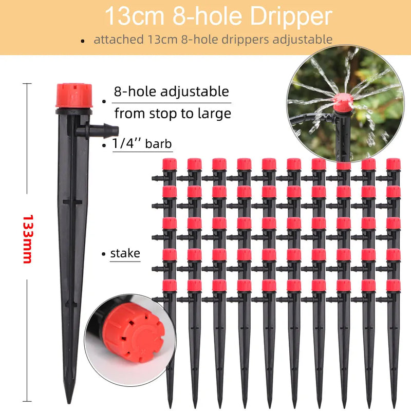 13cm 8-Hole Sprinkler Drip System 1/4'' Hose Wifi/Bluetooth-compatible Timer Kit for Garden Pot Plant Automatic Irrigation Devic