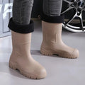 Stylish Men's Tall Rain Shoes New Cinch-Top Waterproof Non-Slip Mid-Calf Boots for Work Fishing Kitchen Use