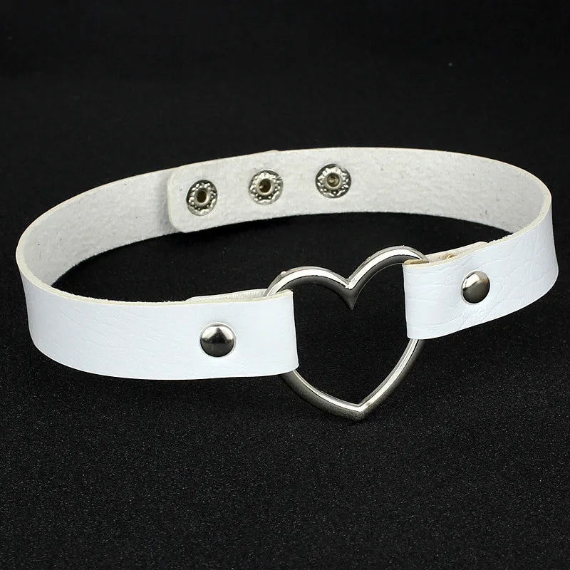 Fashion Black Pink PU Leather Gothic Punk Harajuku Cosplay Collar  Choker Necklace
