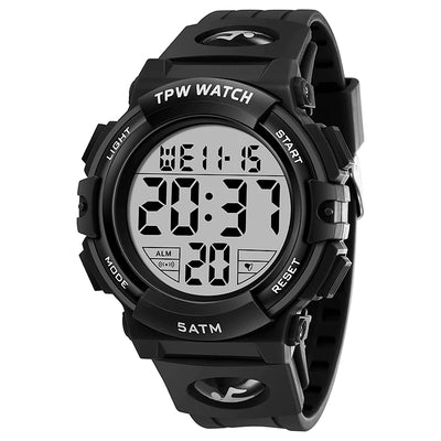 TPW Digital Watch with Big Numbers 5ATM Water Resistant day date alarm function Adventure | SAMAG