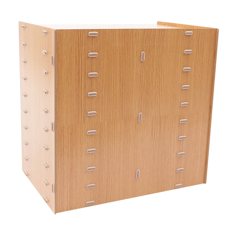 9-Tier 18 Compartments Golden Oak Wood File Literature Organizer Desk Floor Large Mailbox Center Keeper A4 Document Book Magazine Storage Bookshelf Sturdy Load Bearing Easy Assembly Space Saving for Home Office School Classro