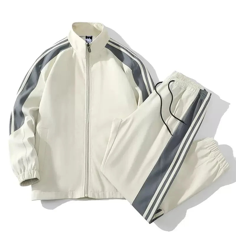 Autumn and Spring New Fashion Trend Outdoor Sports Jacket Set Men's Casual Loose Plus Size Two - piece - View 3 | SAMAG