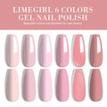 Gel Nail Polish Set for Beginner 6 PCS 8ML Glitter Art Gel Varnish with Base Coat Top Coat and UV Lamp for Manicure Salon Tools