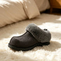 2026 Autumn Winter New Women Round Toe Flannel Closed Toe Slippers Retro Platform Slippers Plush Warm Non Slip Outdoor Slides