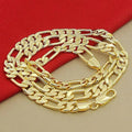 925 Sterling silver 18K gold Necklace 6MM sideways chain Nice noble for Men Women fashion Jewelrys Wedding party