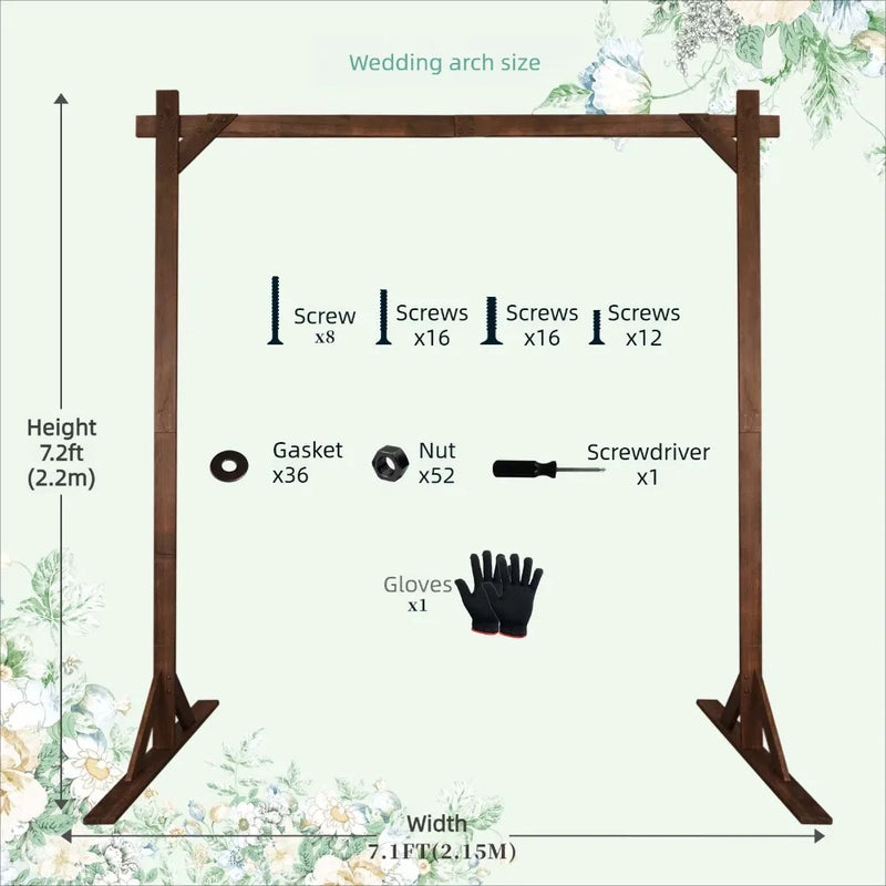 Forest Theme Wooden Wedding Arch Gazebo Backdrop Stand for Ceremony Garden Party Indoor Outdoor Event Decor